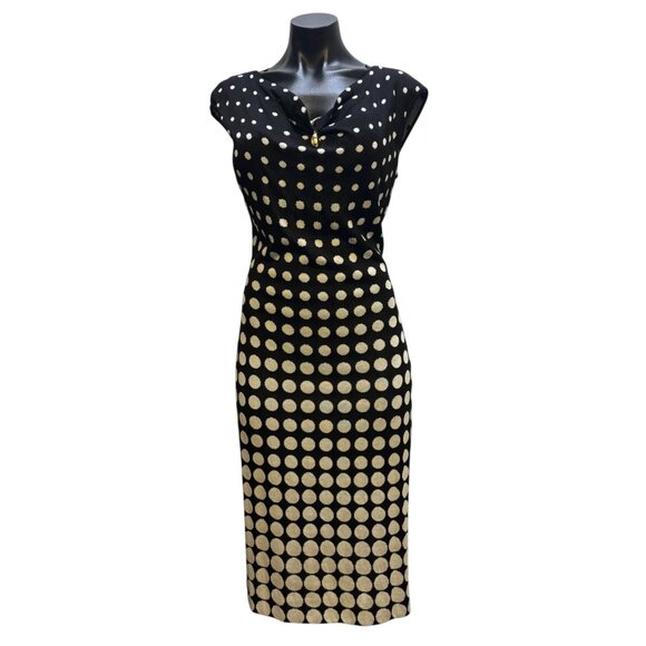 St. John Collection Knit Polka Dot Dress Black & White Size 6 - Picture 1 of 6